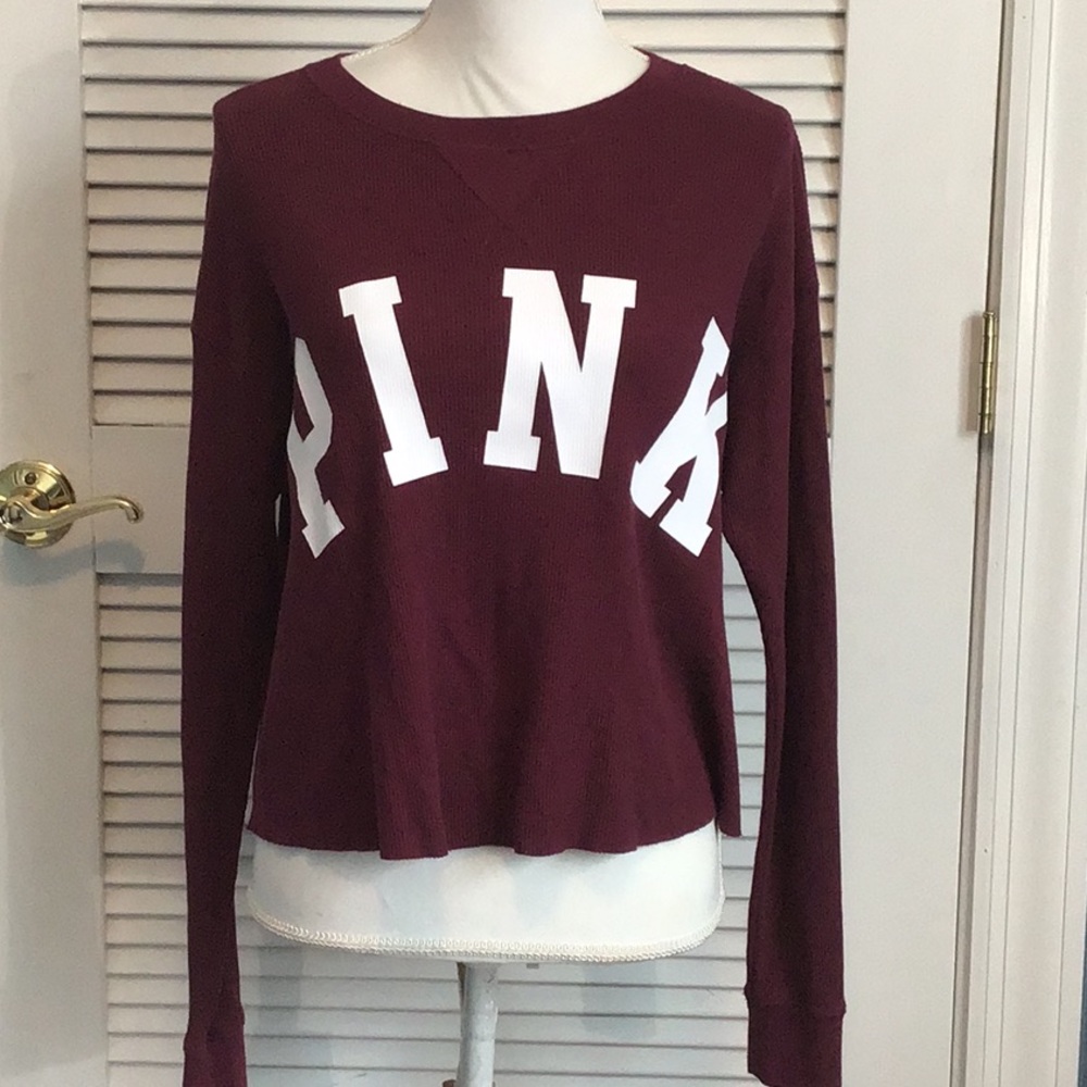 PINK VICTORIA’S SECRET LONG SLEEVE WAFFLE TOP